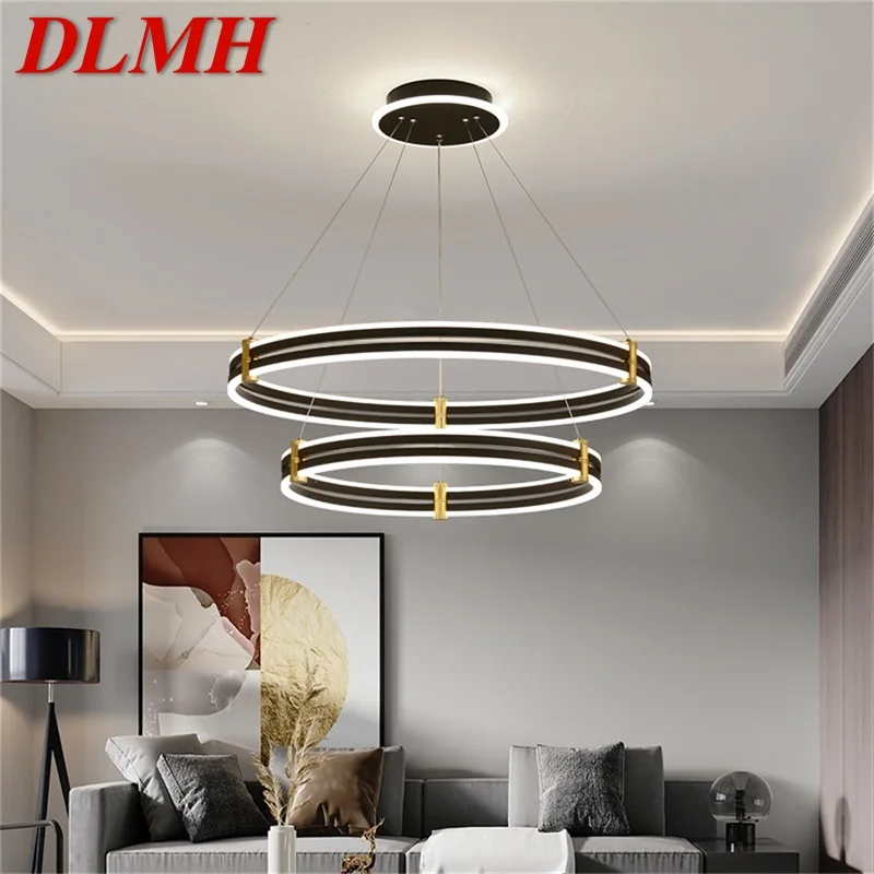 

DLMH Nordic Pendant Lights Modern Black Luxury Round LED Lamp Fixture For Home Decoration