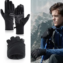 Зимние теплые перчатки, противоскользящие, тепловые, с сенсорным экраном, ветрозащитные, тепловые, флисовые, для бега, походов, катания на лыжах, перчатки для мужчин и женщин