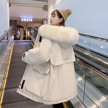 KMETRAM Winter Jacket Women Faux Fur Collar Warm Parka Women Clothes Korean Long Jacket Women Coat Manteau Femme 988