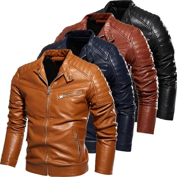 

New men's jacket men's Pu jacket multi-color optional fashion youth motorcycle clothing wish fleece mens leather coat men moto
