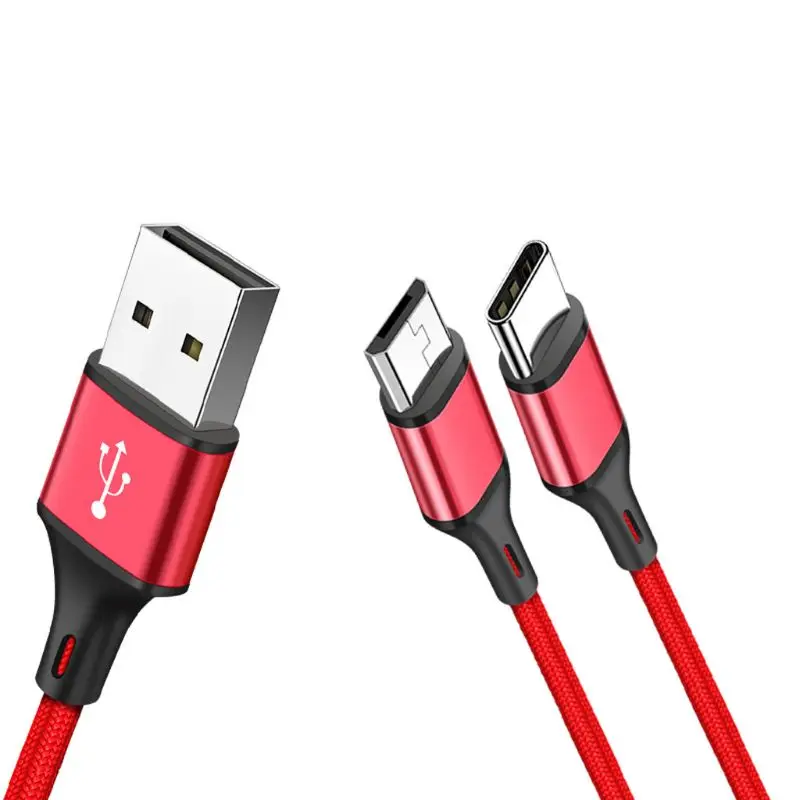 2в1 Универсальный Micro usb type C зарядный кабель провод для Samsung Oneplus Xiaomi Huawei ZTE sony htc Android мобильный телефон планшет