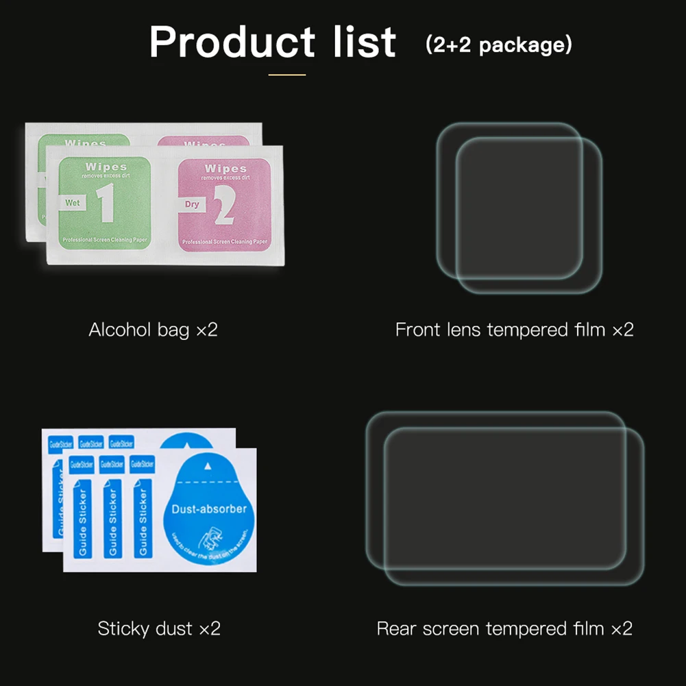 2sets Tempered Glass Screen Protector Kit Easy Apply Accessories Durable Transparent Explosion Proof Anti Fingerprint For GoPro Hero 8 - Цвет: 2sets