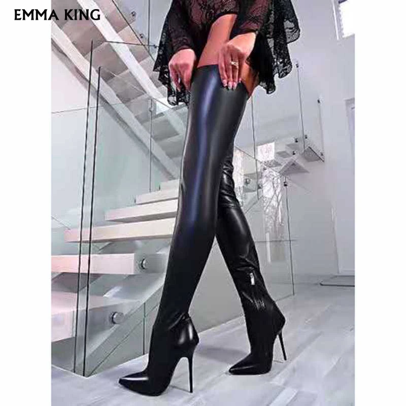 

New Thigh High Boots Women Sexy Over The Knee Boots Pointed Toe High Heel Boots Fashion Solid Ladies shoes Woman Free Shipping