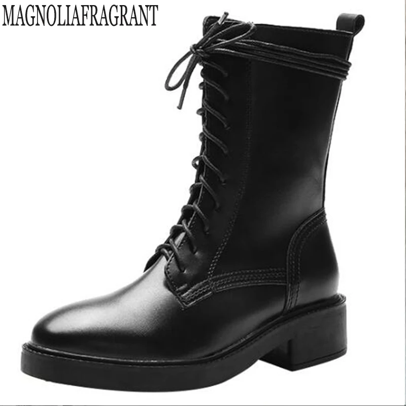 

New Side zipper Cross strap Winter Motorcycle boots Women ankle Boots Thick heel British style fashion short Boots woman y645