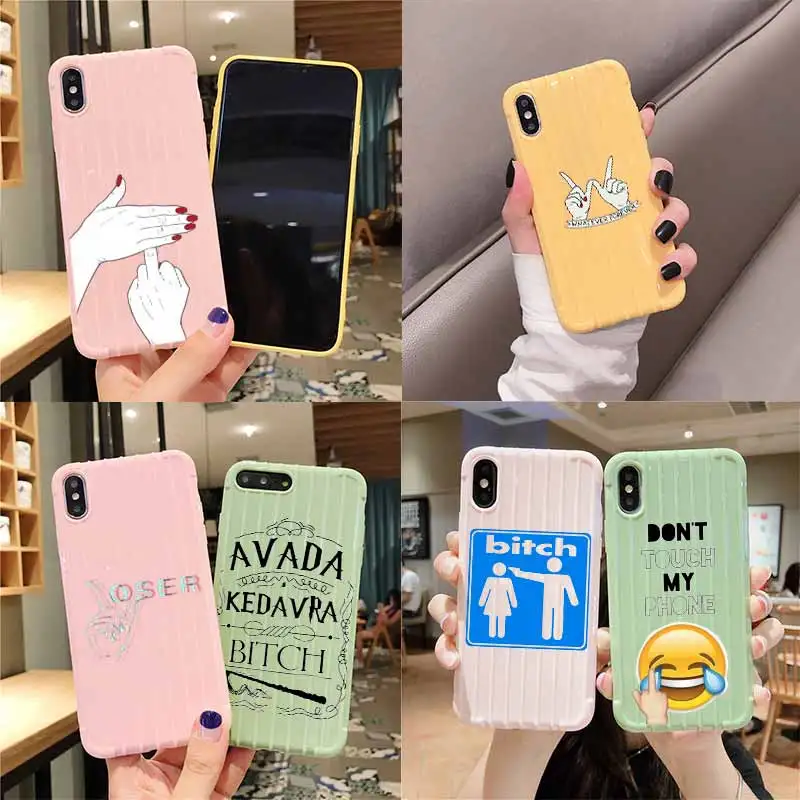 

Mode on pink bitching Trolley Suitcase Texture Phone Case IPhone 11 Pro Max X XS MAX 8 7 6S Plus Cute Candy Color Casing