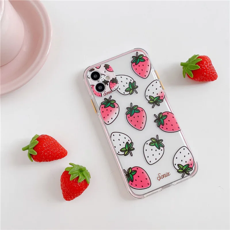 Милый чехол с клубничкой и вишней для iphone SE 2020 11 Pro max 7 8 plus X XR XS Max толстый защитный