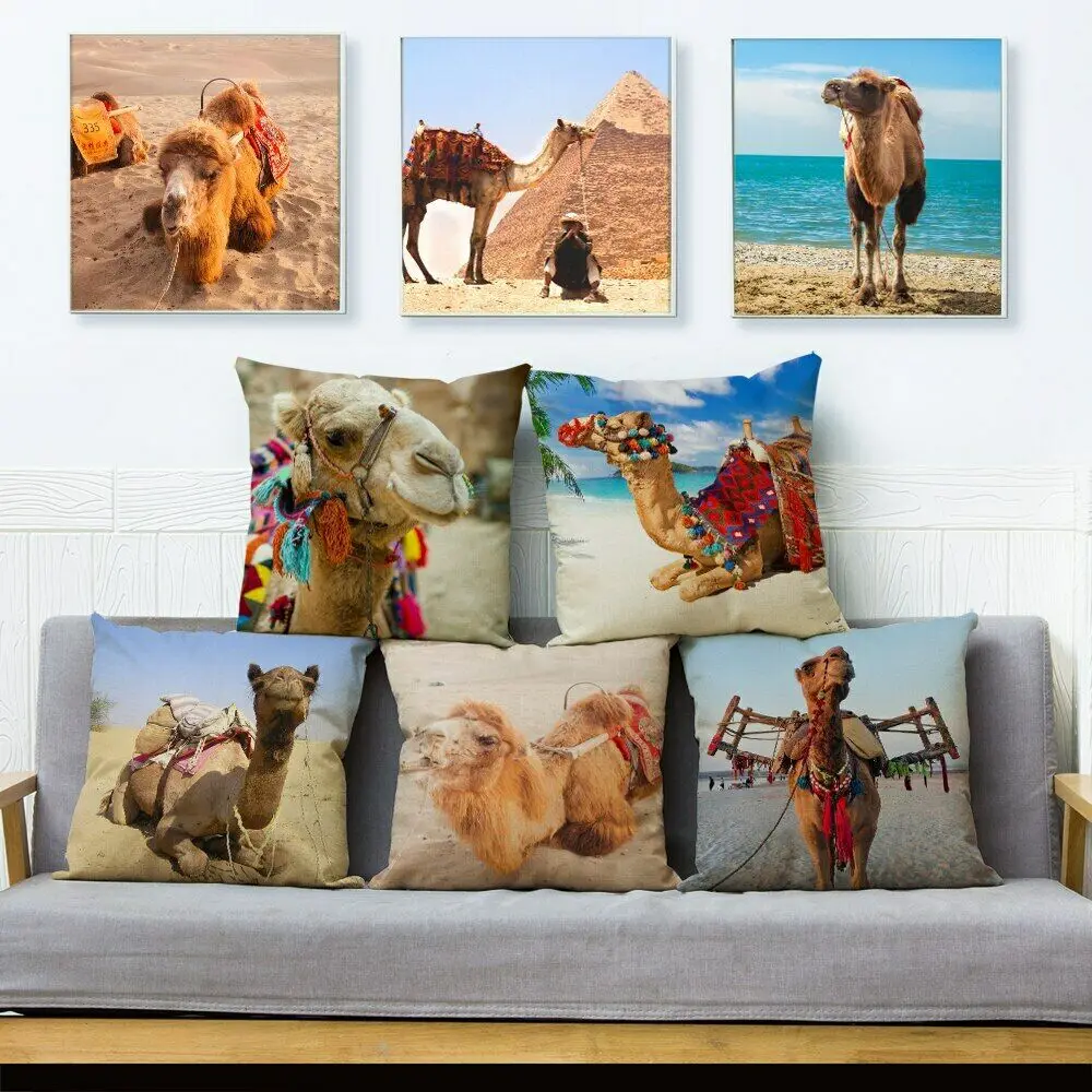

Funny Animal Desert Camel Print Pillow Cushion Cover Throw Pillows Cases Sofa