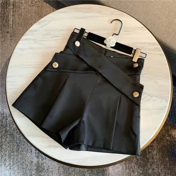 

Black Short Pants for Woman 2020 Spring Summer New Vintage Western Style Solid Color Black High Waist Women's Pants