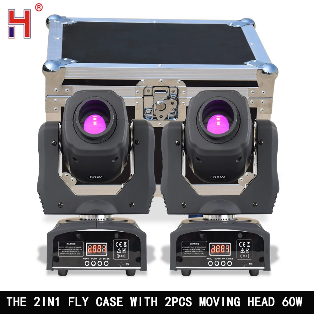 Flight Case With 60W Mini Led Dmx Gobo Moving Head Spot Light For Club Dj Stage Lighting Party Disco Wedding Event | Лампы и освещение