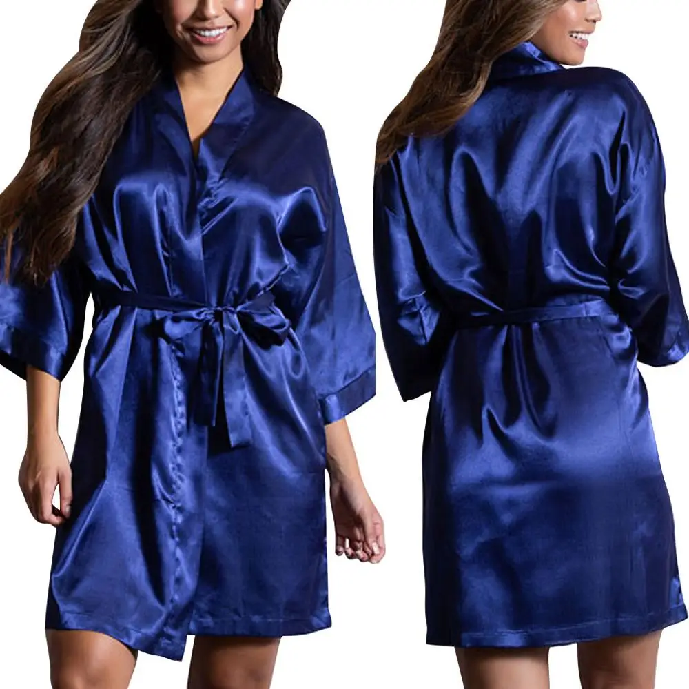 

Autumn Winter Long Sleeved Satin Sleepwear Nightwear Women Night Gown Robes Nightwear