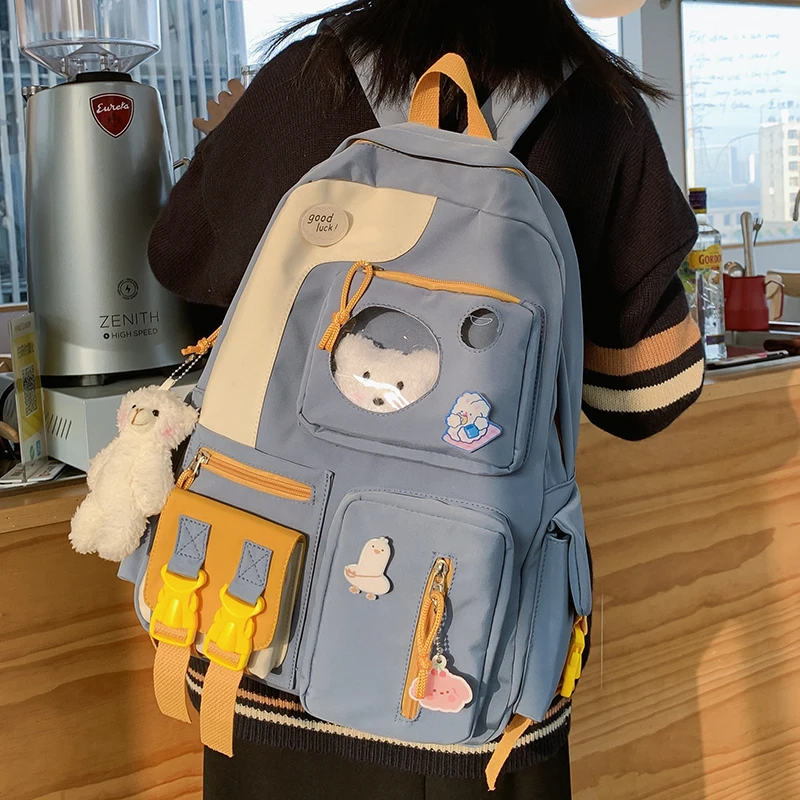 Mochila de nailon impermeable con múltiples bolsillos para mujer, bolso escolar de gran capacidad para chicas adolescentes, bolsa de viaje, Mochila bonita para libros, 2021