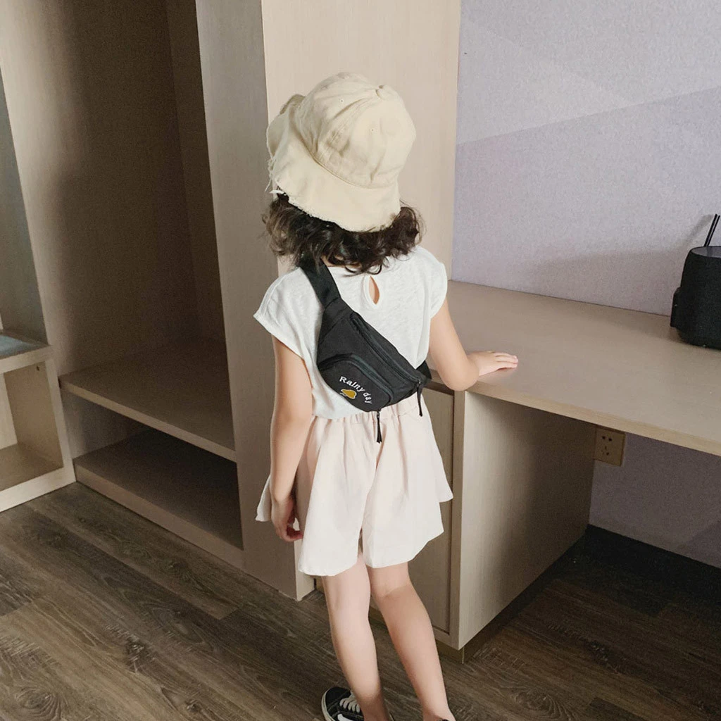 2019 Hot Sale Solid Color Child Joker Crossbody Waist Purse Cartoon Canvas Zipper Chest Bags Pocket Pocket Shoulder Bag 826