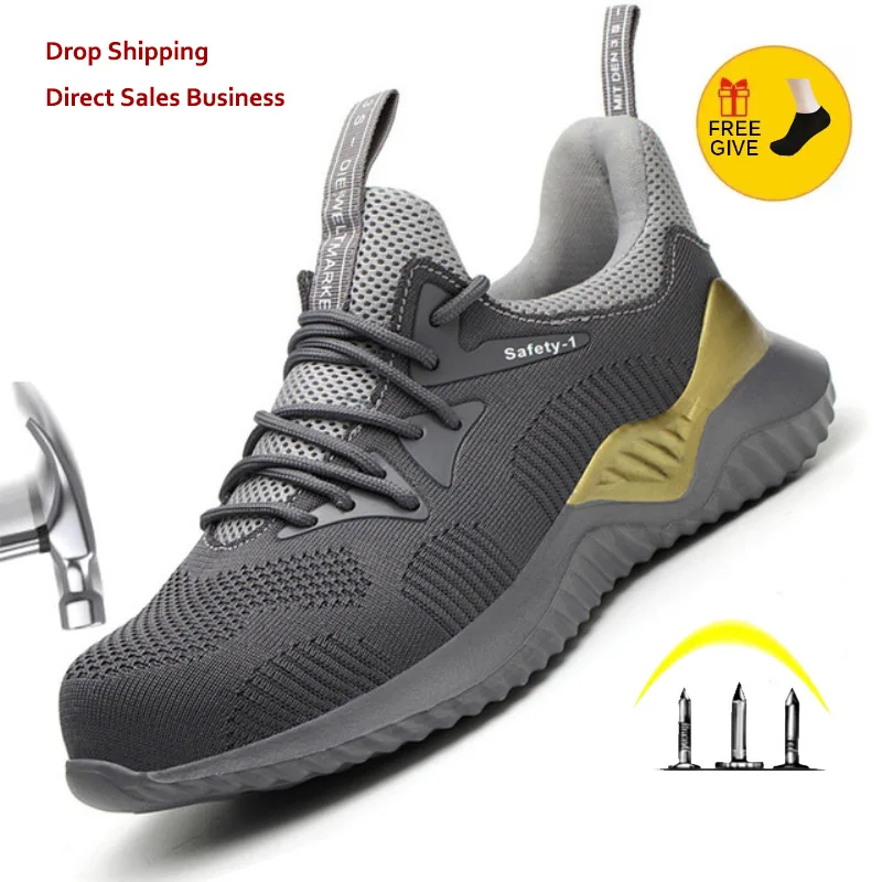 Botas de seguridad para el trabajo para hombre, con punta de acero, antigolpes, para construcción