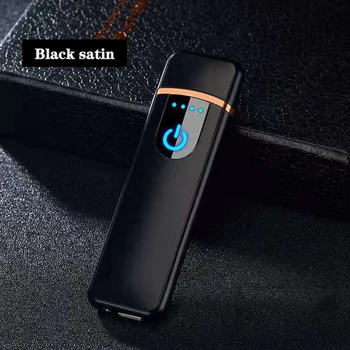 

New Black satin series Windproof Electronic lighters popular Charging lighter Touch Screen Sensor tobacco Cigarette Tool for men