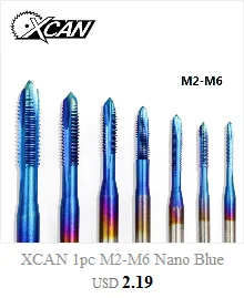 XCAN 5 шт. M3/M4/M5/M6/M8 HSS набор резьбовых насадок с нано-синим покрытием, прямая флейта, резьбовой кран, резьбовое отверстие, сверло, сверло