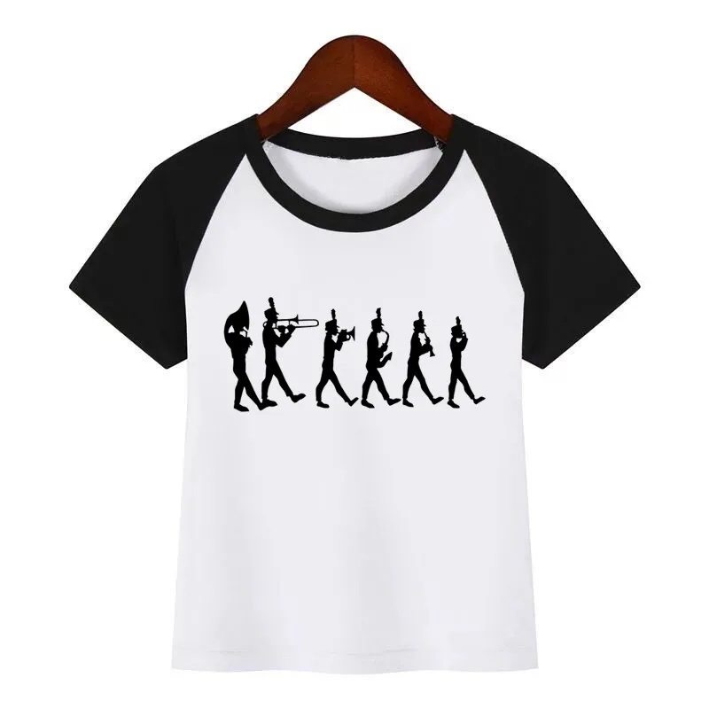 Футболка детская с забавным мультяшным принтом топ круглым вырезом и саксофона