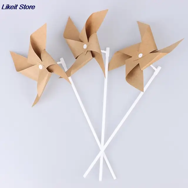 Hot sale 3Pcs Paper Party Pinwheels Craft Windmill Vintage Style Craft Toys Wind Spinners 2