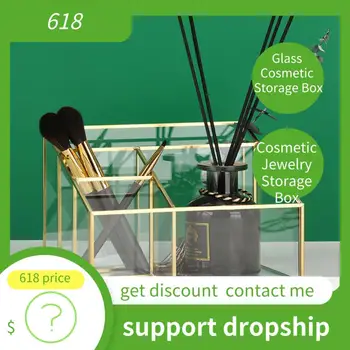 

Glass Cosmetic Storage Box Nordic Cosmetic Jewelry Storage Box Drawer Organizer For Desktop Dressing Table
