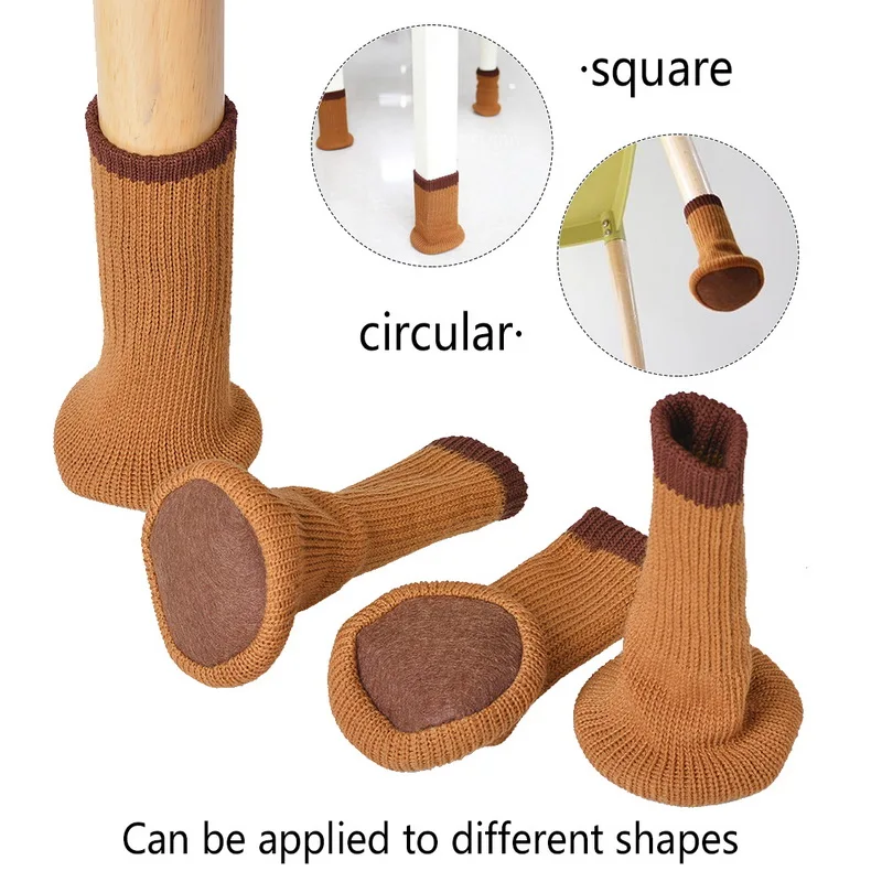 

24pcs/set Chair Leg Sock Cloth Gloves Floor Protection Knitting Wool Socks Anti-slip Table Furniture Feet Sleeve Cover Protector