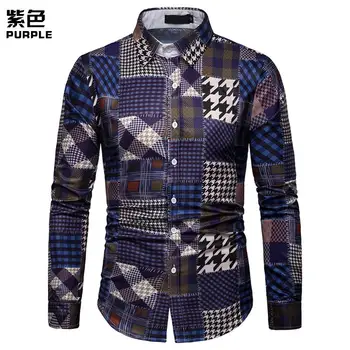 

Long sleeve Hawaiian Shirt Mens clothing Plaid Mens Shirts Casual Blouse Men Red Orange Yellow