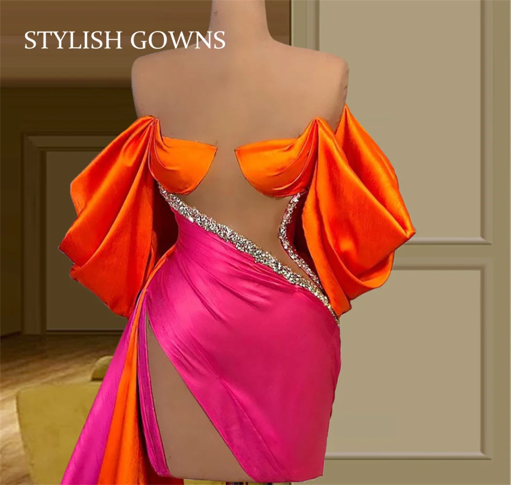 肌触りがいい 女性のための裸の肩を持つセクシーなイブニングドレス イブニングドレス ビーズ ハイスリット 新しいファッション22 新入荷 Dorisfurcic Nl