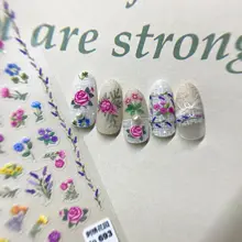 

2021 Trendy Japanese 5D Embossed Flower Nail Stickers Colourful Flower Nail Art Self Adhesive DIY Decal Sticker Manicure 1pc