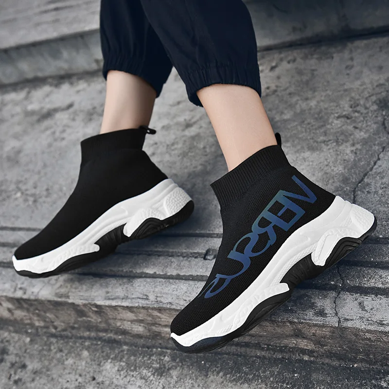NIKEZI Женщины Девушки Осень Зима теплые сапоги с Плюшевым Мехом высокие носки обувь без шнуровки прогулки летают трикотажное платье кроссовки тренажерный зал