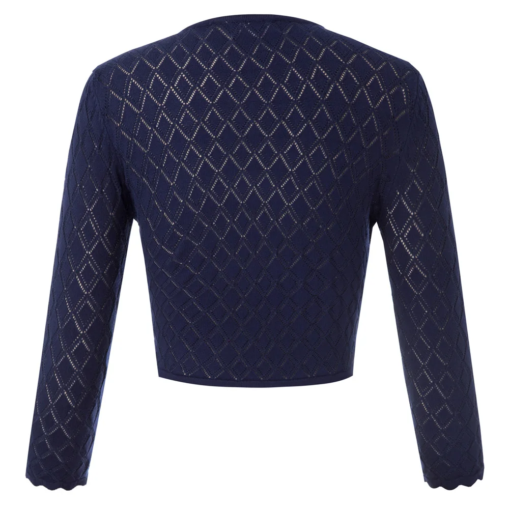 Greatest Curlbiuty Women's Cropped Knitwear Coat Shrug 3/4 Sleeve Tie Front Diamond Pattern Fashion Lady Sli