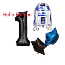 4 шт./лот воздушные шары «Звездные войны», детские игрушки Hapy, украшения для дня рождения, 32 дюйма, черный Гелиевый шар с цифрами