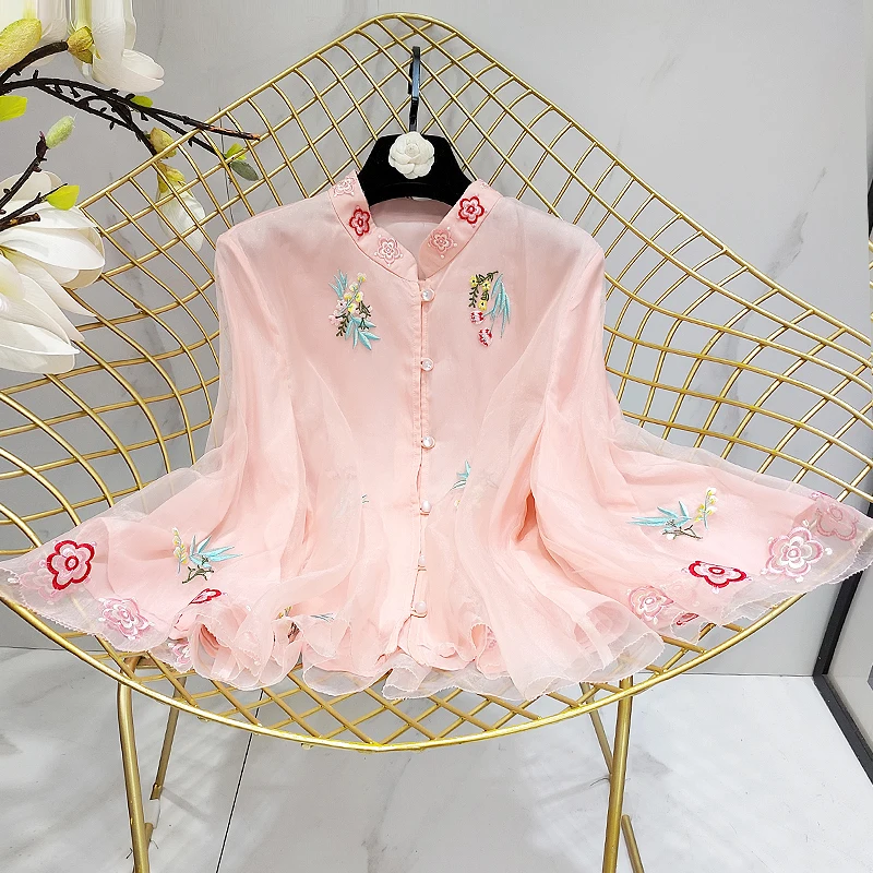 В традиционном китайском стиле tangsuit, одежда в китайском стиле, cheongsam qipao Топ восточный женский Чонсам лидер Элегантная Вышивка Блузка Hanfu - Цвет: color1