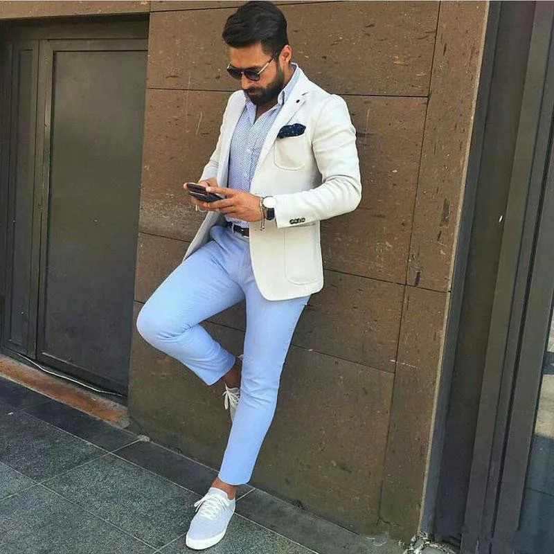 133Men Suits Ivory Custom Made Wedding Suits For Man Prom Bridegroom Groomsmen Slim Fit Casual Groom Wear Best Man Tuxedo Blazer Jacket+Pants