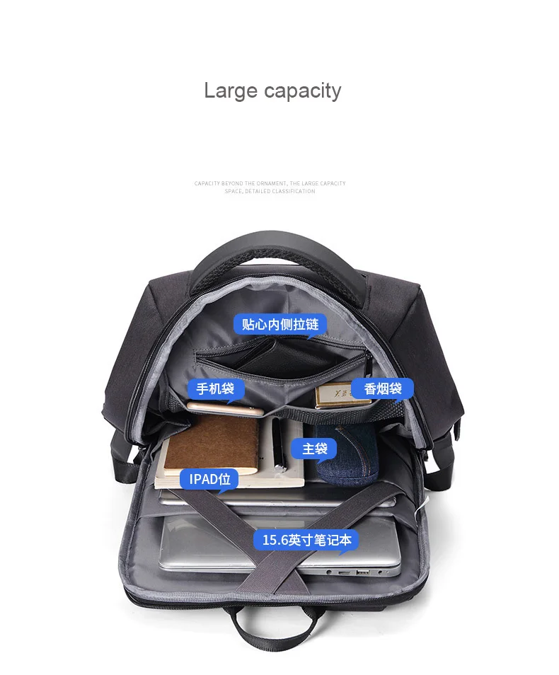 USB Backpack For Men Laptop Bag Large Capacity Waterproof Travel Bags Students School Backpack For Teenager Boys Notebook Bags