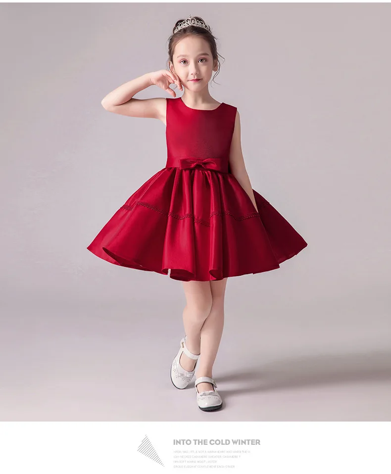 New Style Girls Red Princess Dress Tutu Dress Children Host Flower Boys/Flower Girls Evening Gown Piano Costume