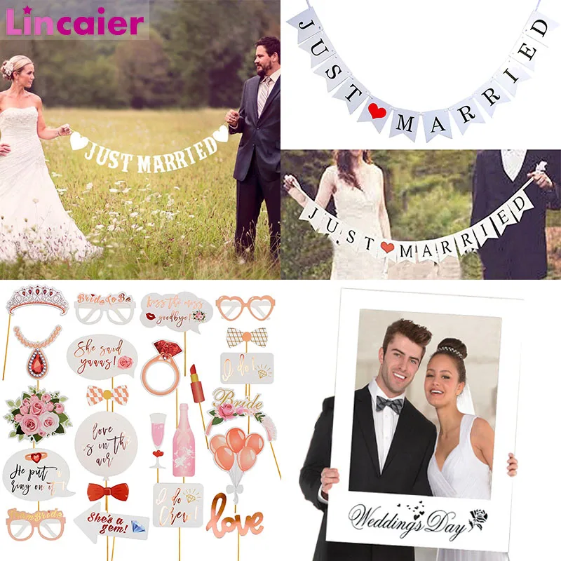 Простой брак белый баннер фоторамка деревенское свадебное украшение Mariage DIY Mr Mrs