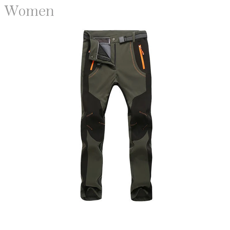 Green Sports Pants TWTOPSE женские зимние походные брюки Софтшелл термо непромокаемые спортивные походные лыжные брюки ветрозащитные флисовые уличные брюки - Цвет: Green Sports Pants