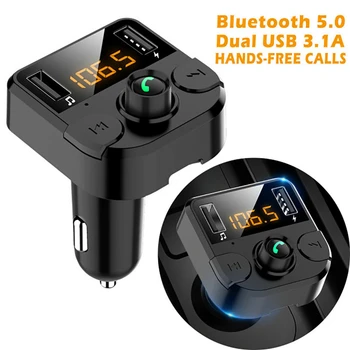 

Wireless Car Charger Fm Transmitter LCD Car Mp3 Player Adapter Handsfree Dual USB Ports Charger Bluetooth Receiving Car Kits