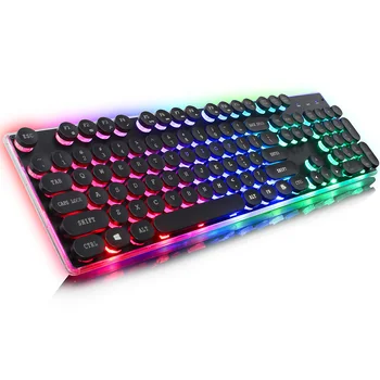 

104 Keys USB Wired Gaming Keyboard LED Light Computer Laptop Keyboard Adjustable 3 Color Backlight Keyboard