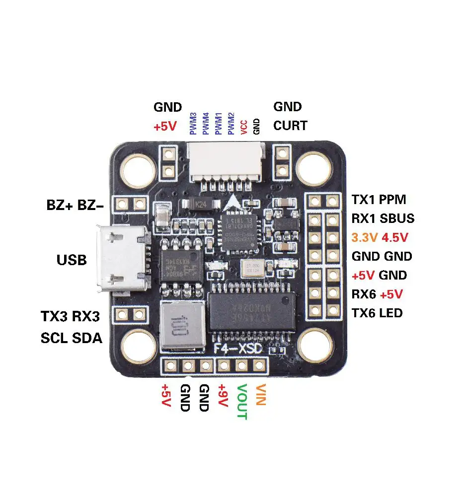 Betaflight F4-XSD плата полетного контроллера 2-6S Встроенный OSD 5V 9V BEC для мини 150 130