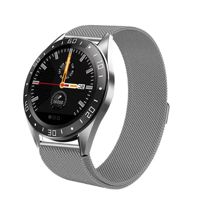 Black Silver metal ESEED GT105 Смарт-часы для мужчин IP67 Водонепроницаемый 1,2 дюймовый экран сердечный ритм металлические Смарт-часы напоминание о звонках для android ios - Color: Black Silver metal