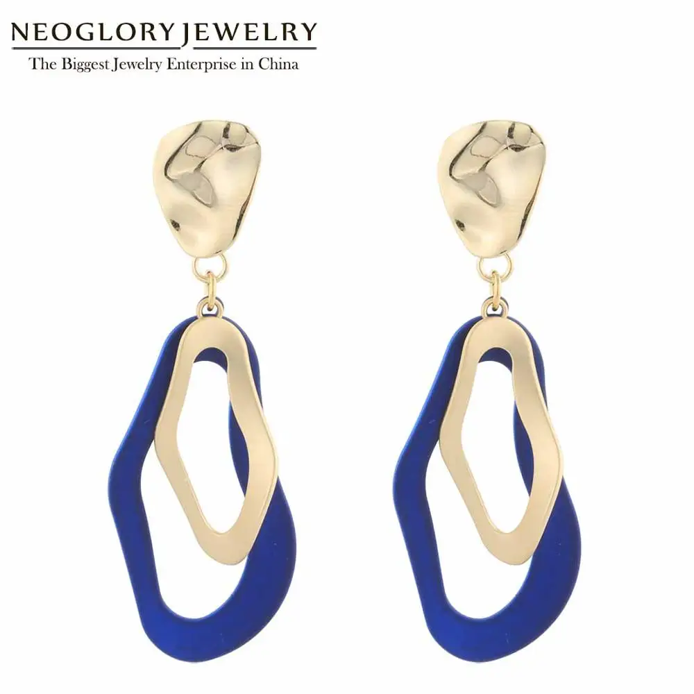 

Neoglory Anti Allergy Irregular Shape Knock Series Drop Earrings For Women Fashion Shinning Enamel Ear Accessories Birthday Gift