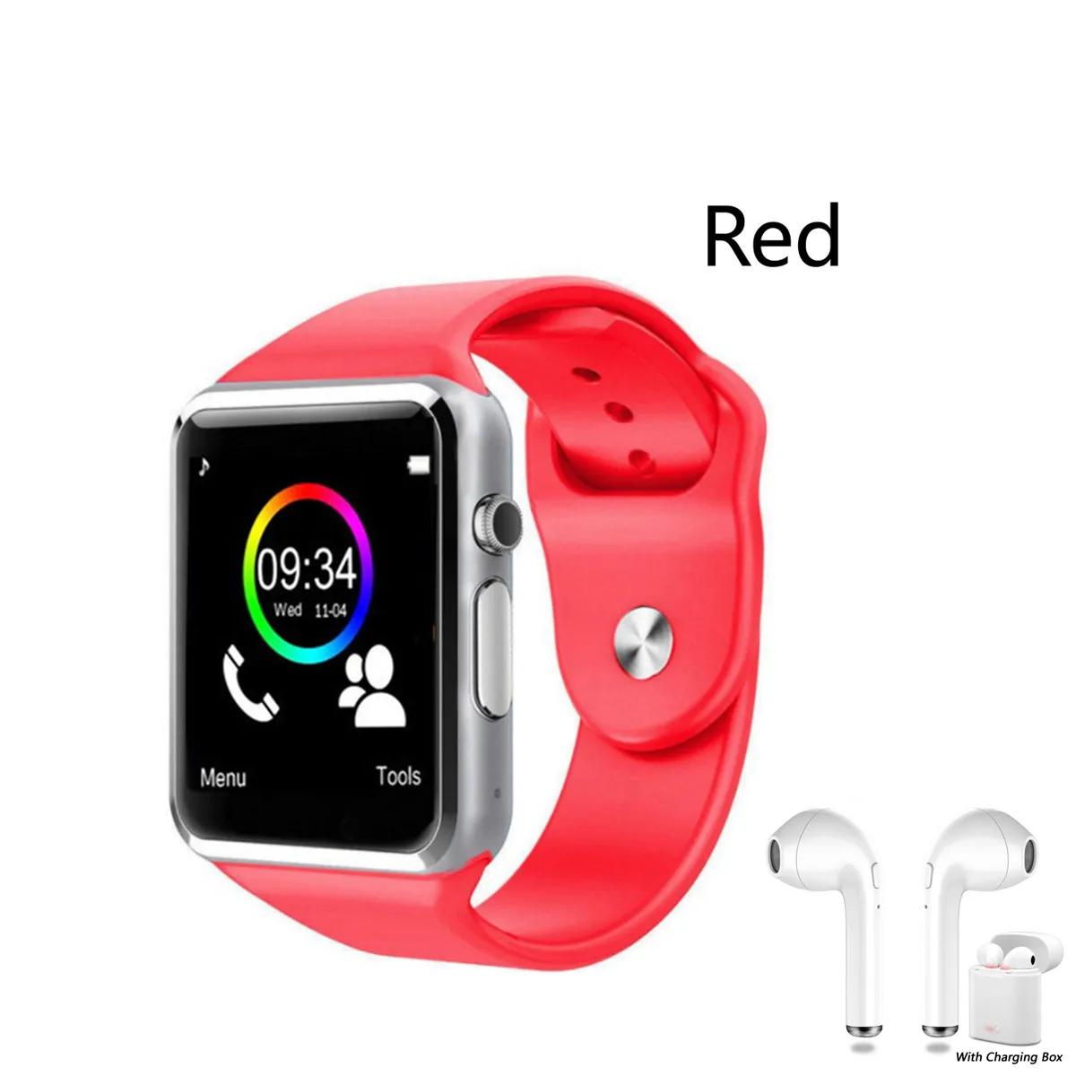 Умные часы A1Bluetooth, умный браслет, браслет с пульсом, водонепроницаемые, IP67 часы, кровяное давление, умные часы для мужчин, детей - Цвет: red