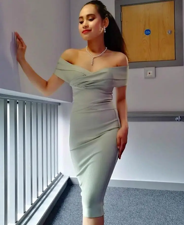 Big Discount 7KPuT 2019 Summer Dress Women Sexy Fashion Off the Shoulder Bandage Dress Ladies Celebrity Party Dress Vestido