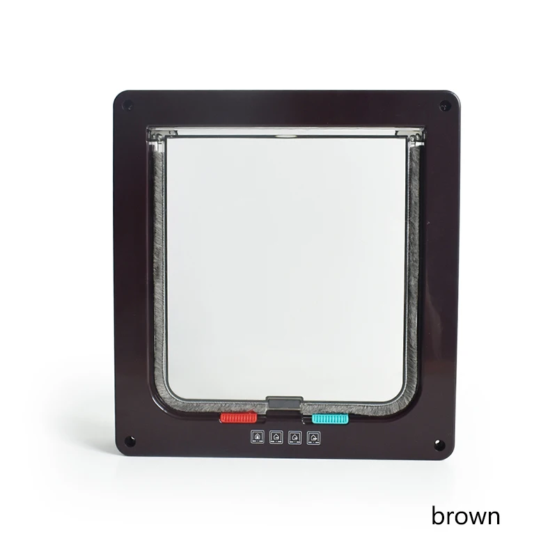 Brown 4 способ Запираемая для кошек дверь безопасности створки двери пластиковая Дверь ворота кошки товары для домашних животных различные настройки для удобства домашних животных - Цвет: Brown