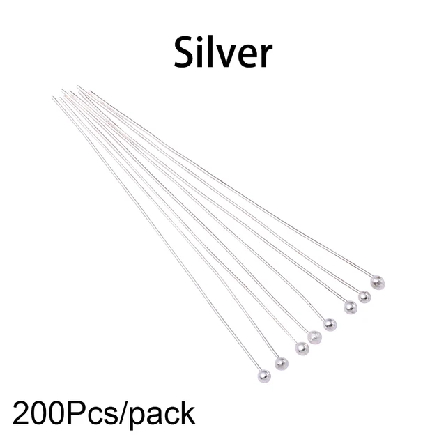 50-200pcs/lot 16 20 25 30 40 50 mm Gold Metal Ball Head Pins For Diy Jewelry Making Head pins Findings Dia 0.5mm Supplies Silver