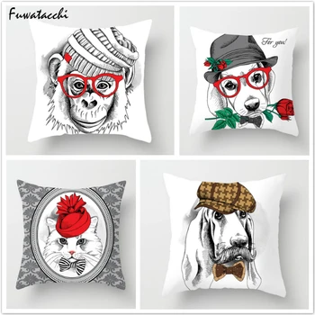 

Fuwatacchi Animal Pillow Case Funny Style Cat Poppy Cushion Cover Home Decorative Square Frog Pillows Cover For Sofa Car 2019