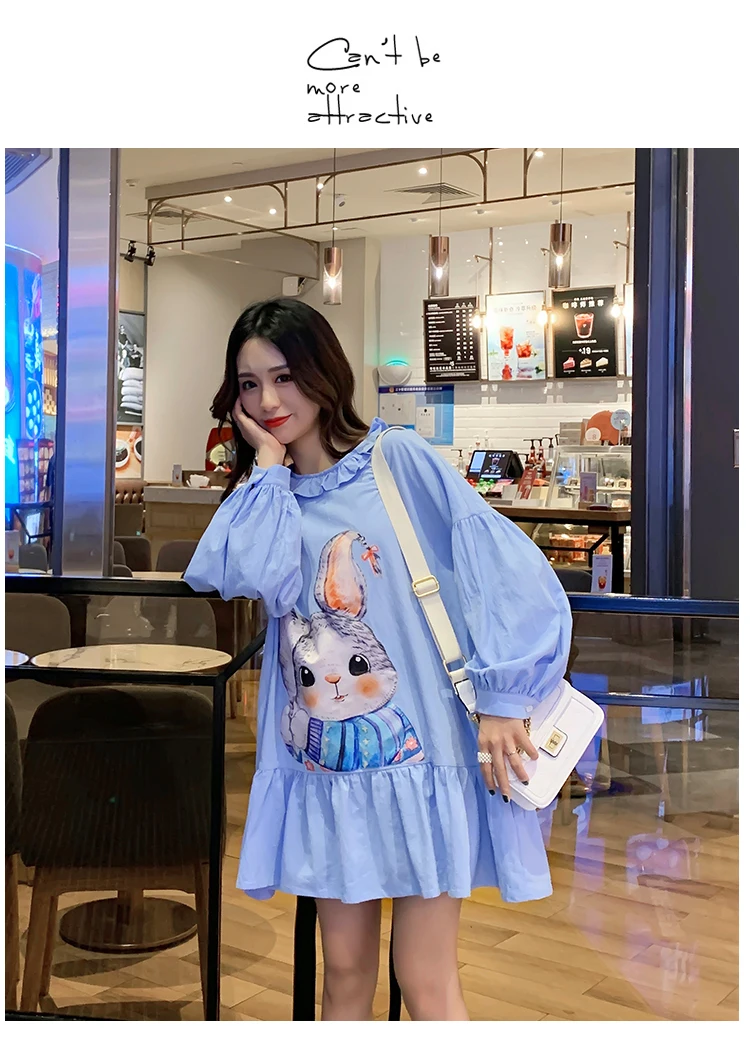MissLymi милые топы с рисунками животных Kawaii для женщин осень Питер Пэн воротник фонарь длинный рукав свободные оборки блузки