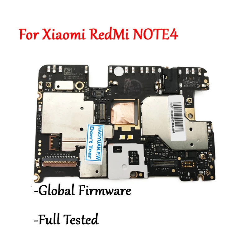 

Tested Full Work Original Unlock Motherboard For Xiaomi Hongmi Redmi Note 4 Note4 Logic Circuit Electronic Plate Global Firmware