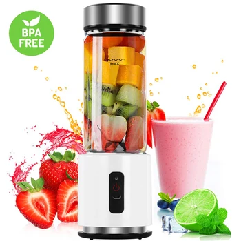 

380ml Glass Cup Mini Blender Juicer 4000 mAh Blender Portable USB Rechargeable Fruit Citrus Orange Juice Maker Mixer Bottle
