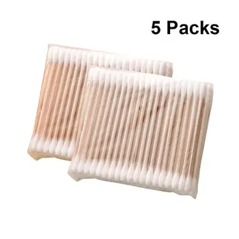 

5pack 100pcs/pack Disposable Double-ended Cotton Swab for Ear Cleaning Makeup Application and Removal