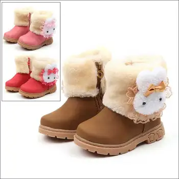 

2020 Children Winter Snow Boots Shoes Toddler Warm Plush Soft Sole Cartoon Rabbit Design Girls Boots Kids Snow Boot Footwear 17